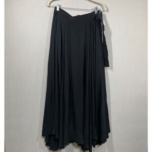 G. Label by Goop Skirt Women 6 Black Classic Minimalist Faux Wrap Asymmetrical